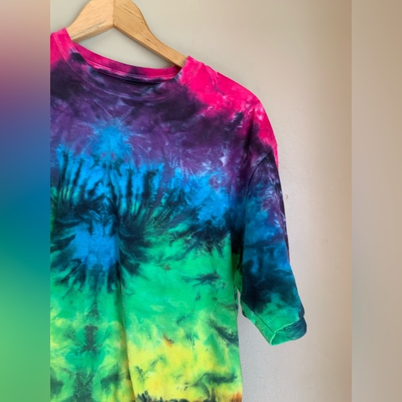 Liquid blue tie dye t shirt multicolor rainbow color - Picture 4 of 6